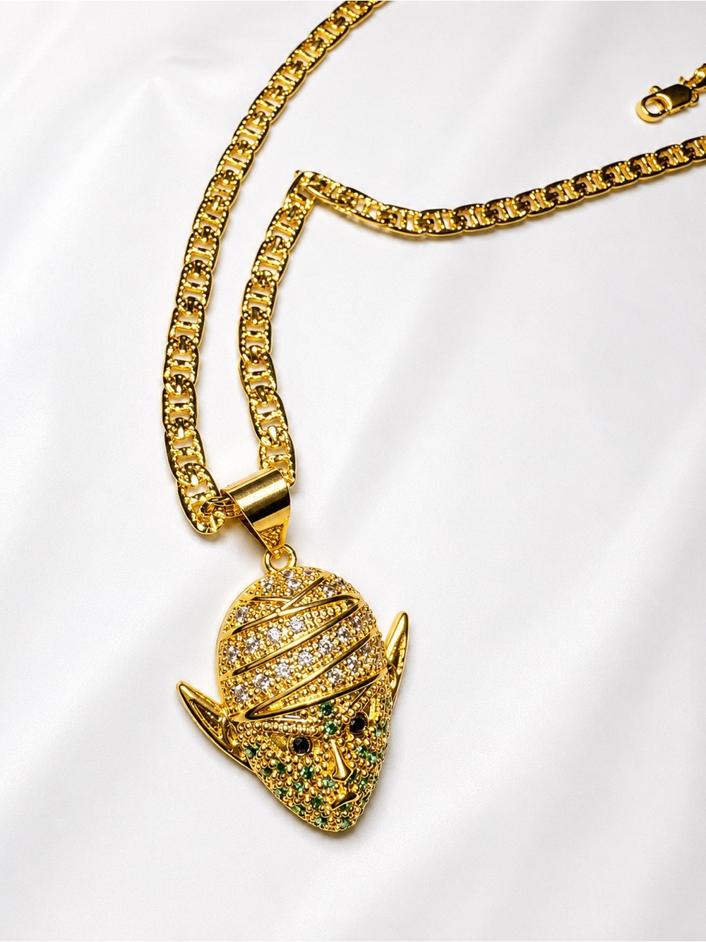 Gold Tone Pave Crystal dbz piccolo Pendant Necklace - Women Jewelry
